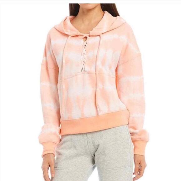Free People Movement Pink Tie Dye Believer Cropped Pullover Hoodie - Small - Picture 1 of 9
